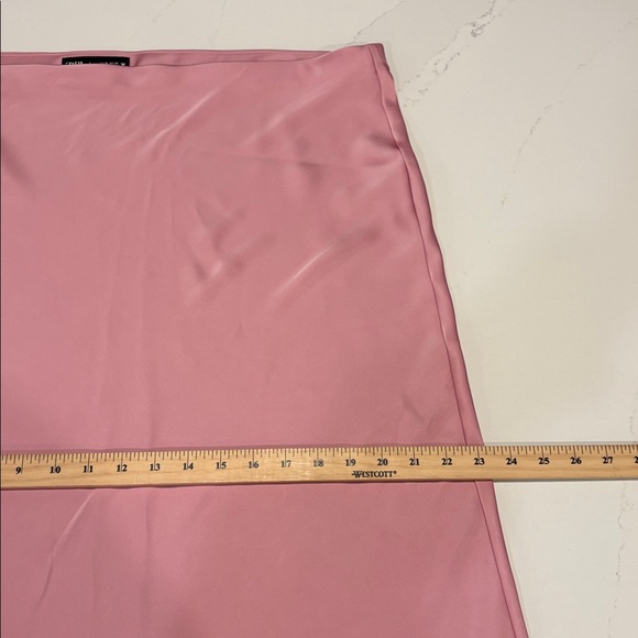 Zara Pink A-Line Satin Skirt Maxi elastic waistband - Picture 4 of 7